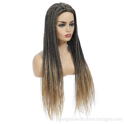Synthetic wigs heat resistant knotless box braided wigs for black women